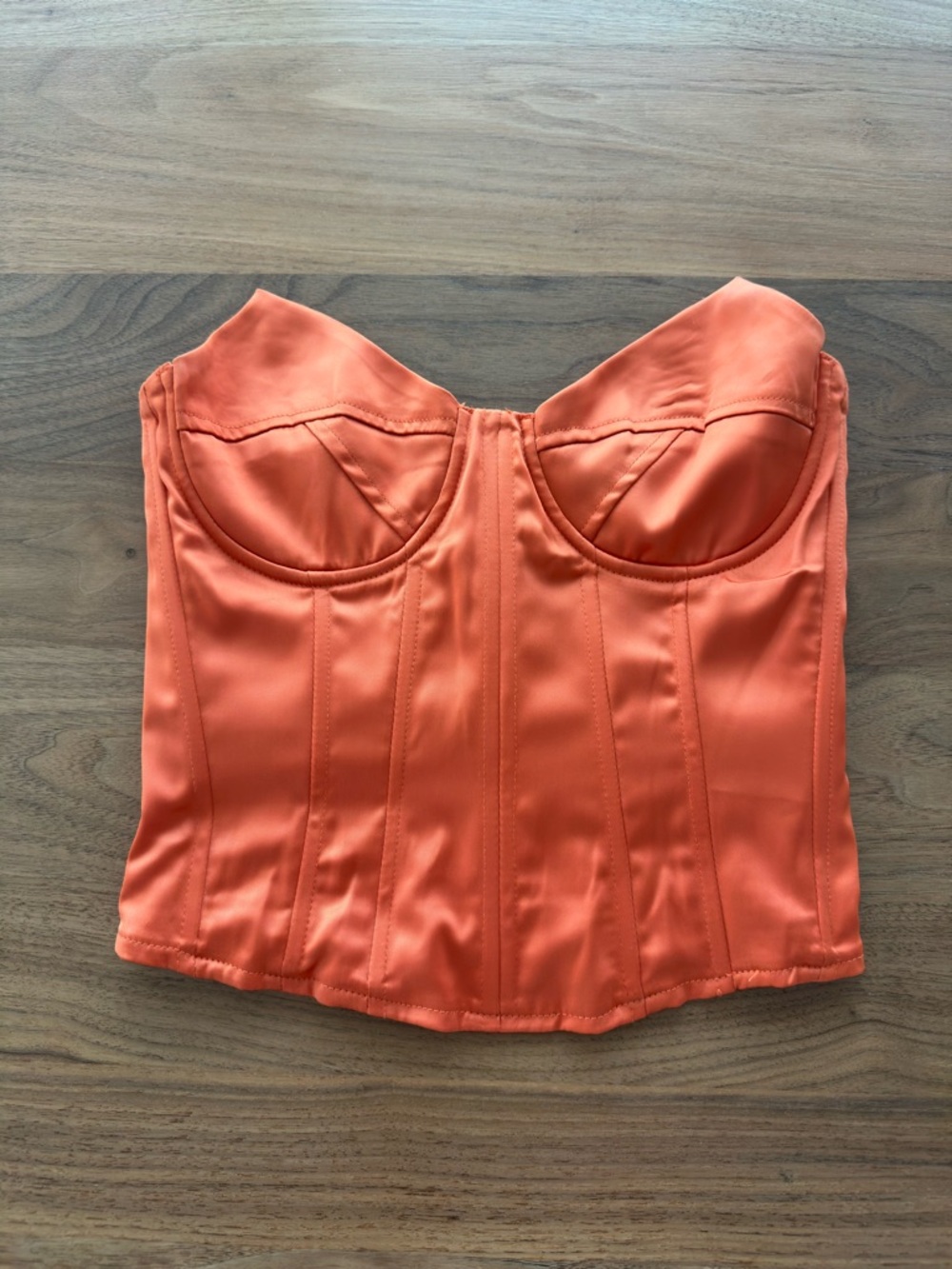 PrettyLittleThing Satin Corset Bustier Top – Orange – EUC - Picture 7 of 8